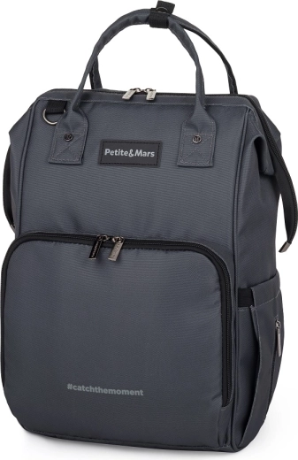Rucsac pentru schimbat scutece pentru cărucior PETITE&MARS Jack Ultimate Grey