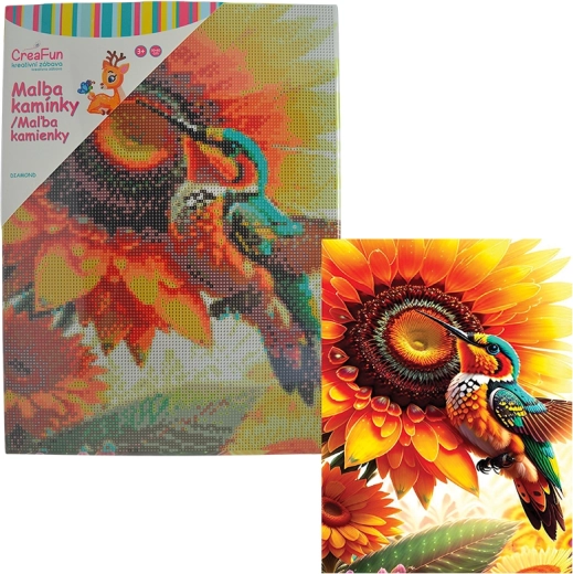 Pictură cu diamante – floare și colibri 30 × 40 cm