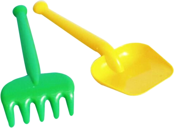 Set de grădină din plastic pentru copii – lopățică și greblă mici