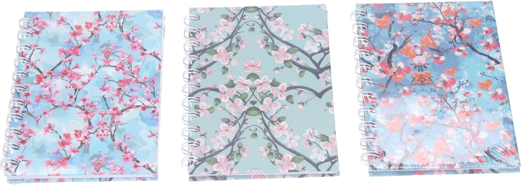 Notes spiralat cu liniatură, model Flori - 1 bucată
