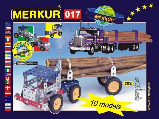 Merkur set de construcție camion – set de construcție metalic, 202 piese, 10 modele