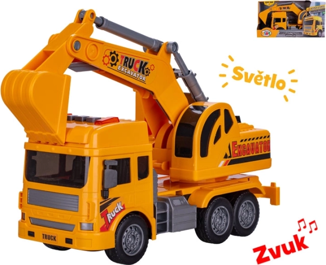 Excavator de construcții cu lumină și sunet, cu mecanism cu inerție, 27 cm