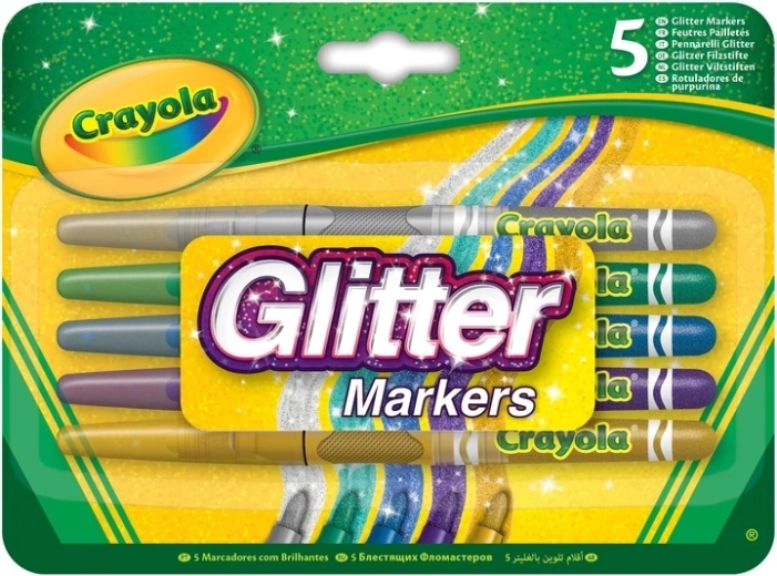 Carioci cu sclipici lavabile Crayola, 5 culori