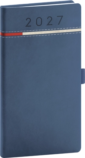 Notique agendă de buzunar Tomy 2027 albastru-roșu 9 × 15,5 cm