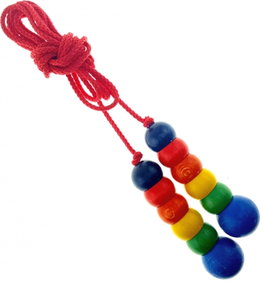 Coardă de sărit colorată HESS cu mânere din lemn 2,3 m