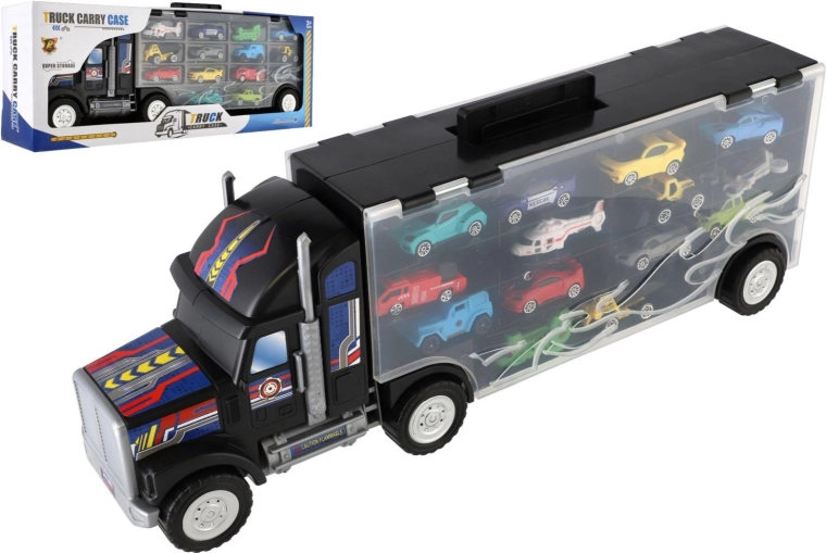 Camion transportor cu geantă de depozitare și 14 mașinuțe, 57 cm
