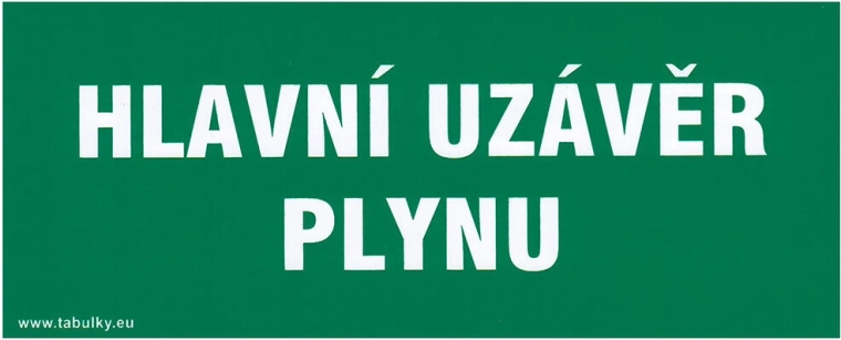 Placă de siguranță autoadezivă Robinet principal de gaz 210 × 87 mm