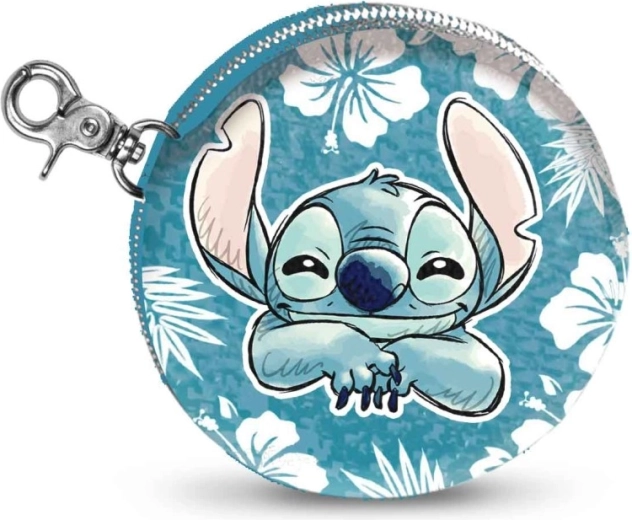 Portofel rotund pentru copii Disney Stitch cu fermoar și carabină - 1 bucată