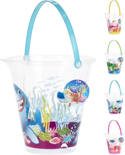 Găleată pentru copii cu toartă, motiv marin, 22 × 23 cm, mix de culori