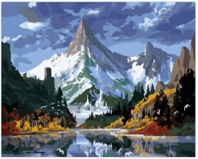 Norimpex Pictură pe numere Castel în munții înalți 40 × 50 cm