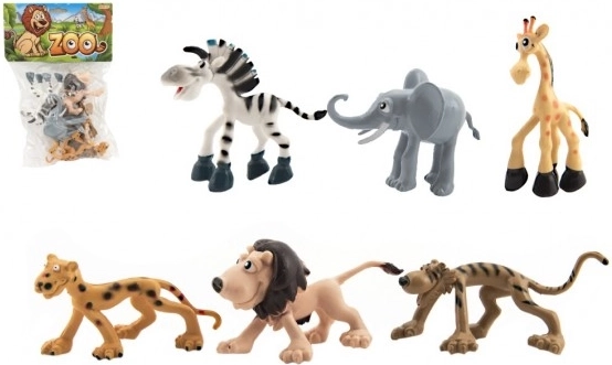 Animale vesele de safari ZOO, set din plastic 6 buc (9–10 cm)