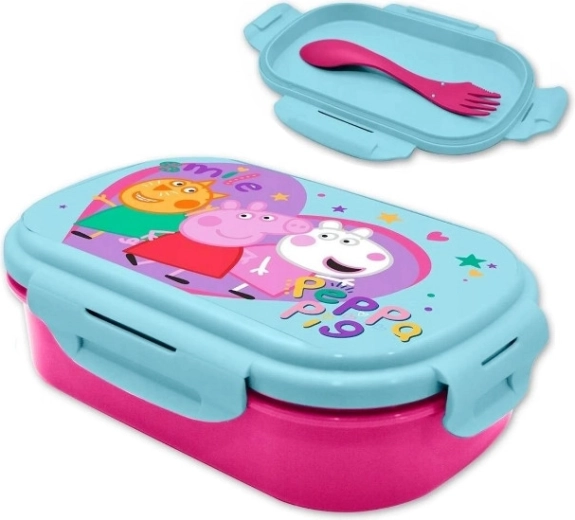 Caserolă pentru gustări PEPPA PIG cu set de tacâmuri