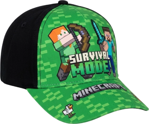 Șapcă cu cozoroc pentru copii Minecraft Survival Mode verde-negru
