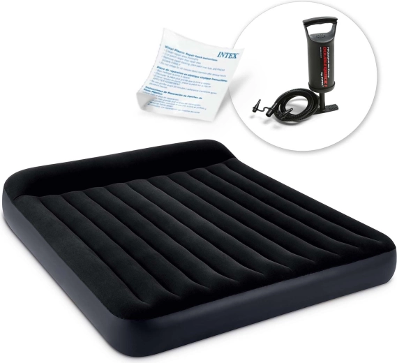 Saltea gonflabilă dublă cu pompă manuală 203 × 183 × 25 cm INTEX