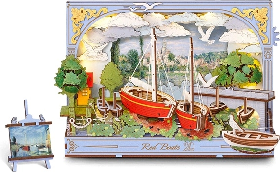 Robotime Rowood puzzle 3D din lemn Red Boats