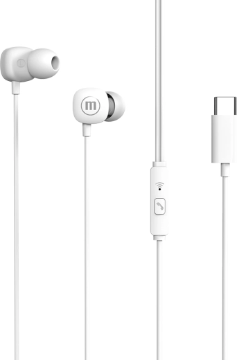 Căști intraauriculare Maxell Square+ cu USB-C, albe