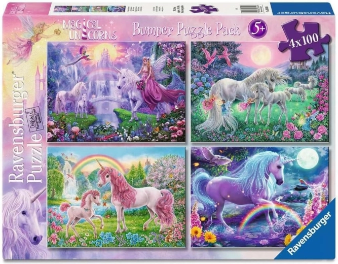 Puzzle Ravensburger unicorni magici 4×100 piese