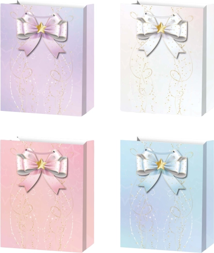 Pungă cadou L pastel cu fundiță