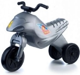 Bicicletă fără pedale cu trei roți Super Bike, argintie, 44 cm