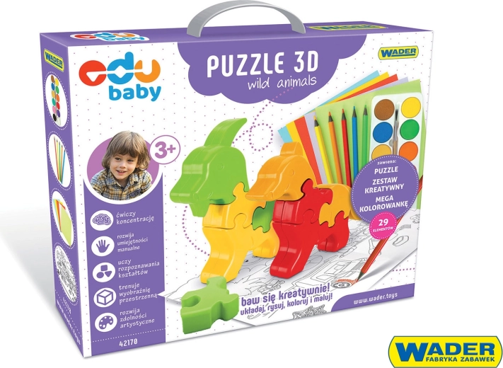Edu Baby puzzle 3D – animale sălbatice