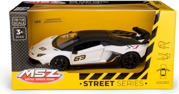 Model de colecție MSZ Lamborghini Aventador SVJ 1:24 alb