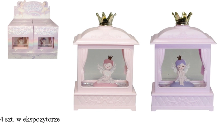 Veioză de noapte cu sclipici rotativ și cutie muzicală pe baterii