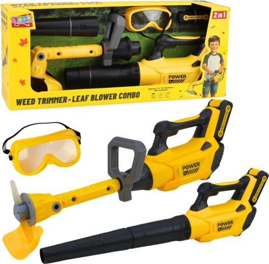Set de grădină pentru copii 2în1 – trimmer cu fir și suflantă de frunze cu lumini și sunete