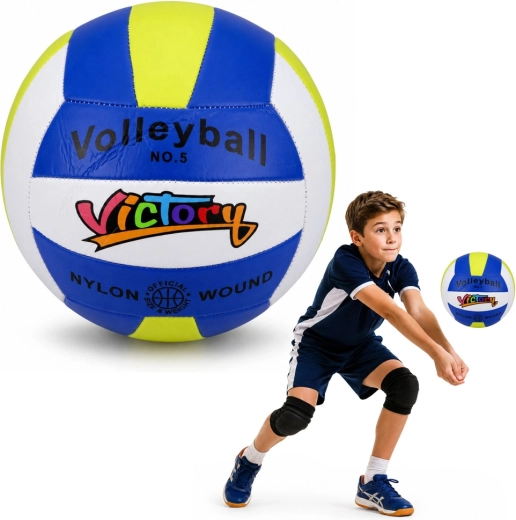 Minge de volei de antrenament albastru-alb-galben, mărimea 5 (22 cm)