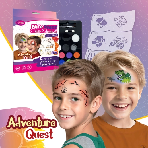 TyToo Adventure Quest set de pictură pe față cu 6 șabloane Mosaic