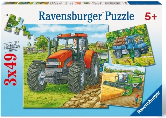 Puzzle Mașini Agricole 3x49 piese Ravensburger