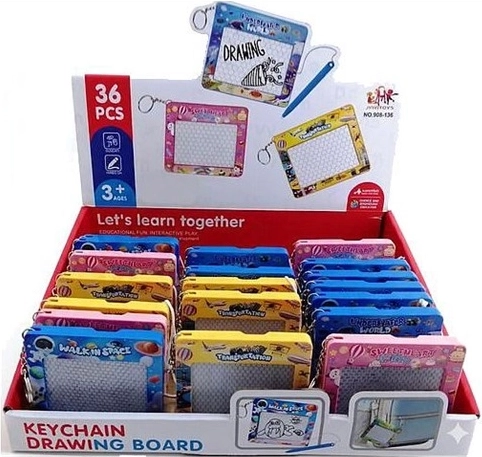 Mini tablă de desen ștergibilă pe breloc 7,5 × 8,5 cm – 1 bucată