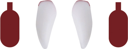 Dinți de vampir cu sânge artificial