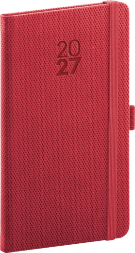 Agendă de buzunar Notique Diamante 2027 roșie 9 × 15,5 cm