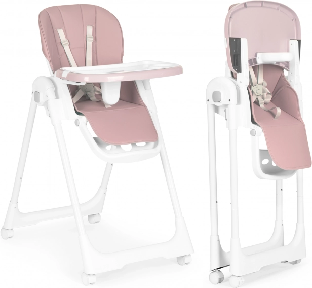 Scaun de masă pentru copii cu reglare pe înălțime și tăviță dublă ECOTOYS – Roz