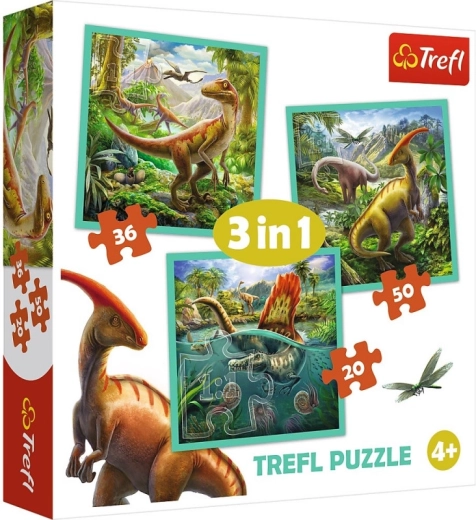 Puzzle 3în1 – Lumea uimitoare a dinozaurilor TREFL