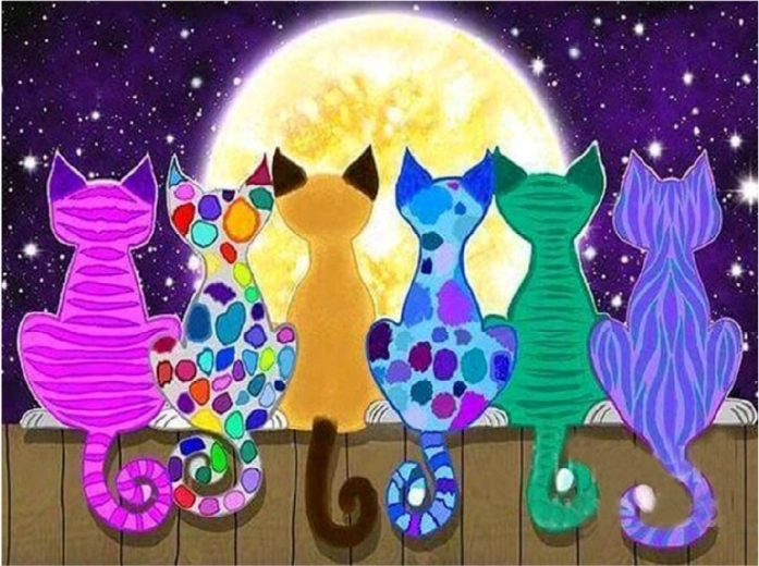 Pictură cu diamante pisici 30 × 40 cm