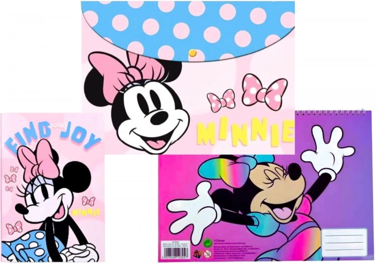 Set cu caiet, bloc cu autocolante și mapă Disney Minnie