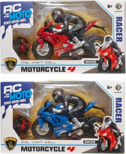 Motocicletă sport cu telecomandă, cu figurina pilotului și încărcător - 1 buc