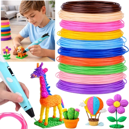 Set de filamente PCL pentru stilou 3D, 10 culori, 50 m