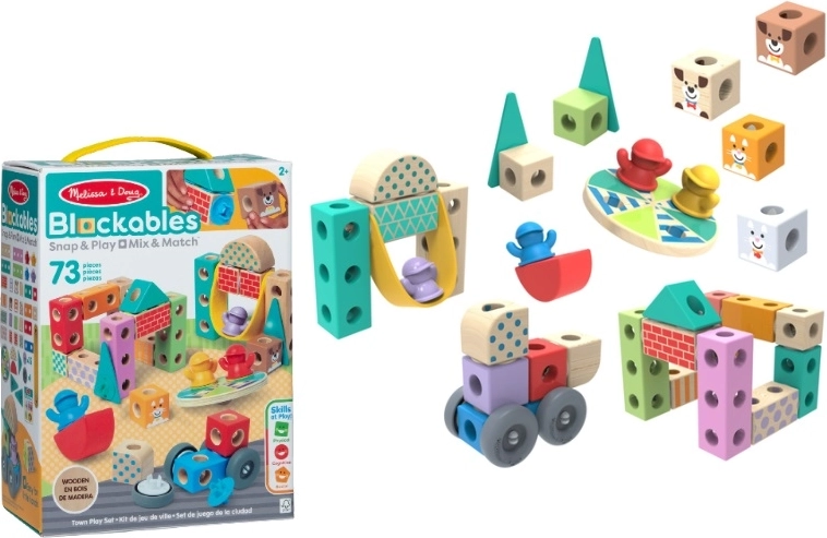 Melissa & Doug Blockables în oraș – set de construcție din lemn