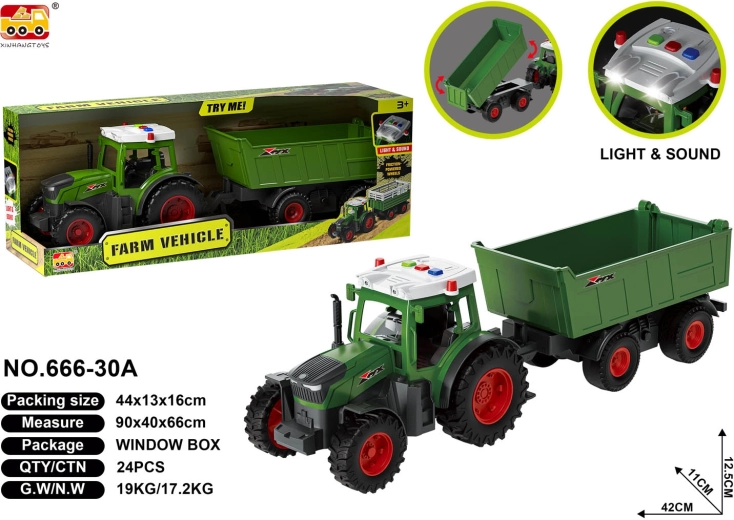 Tractor cu remorcă, cu efecte luminoase și sonore
