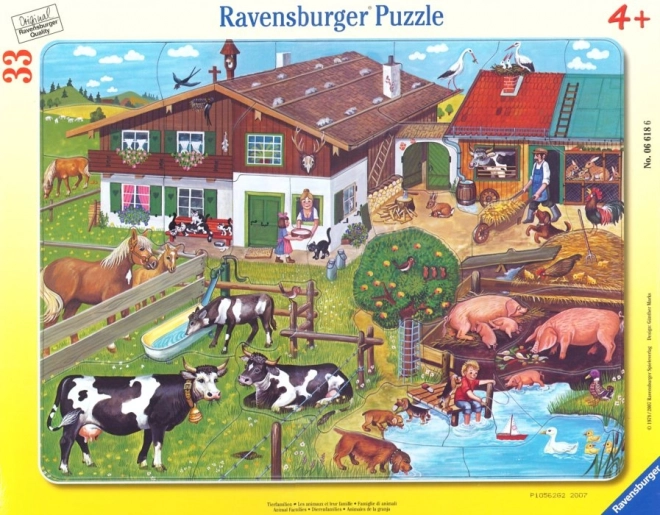 Puzzle Animale la fermă 33 piese