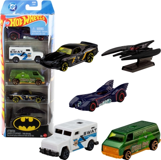 Hot Wheels DC Batman – set de 5 mașinuțe metalice 1:64 (aprox. 7 cm)