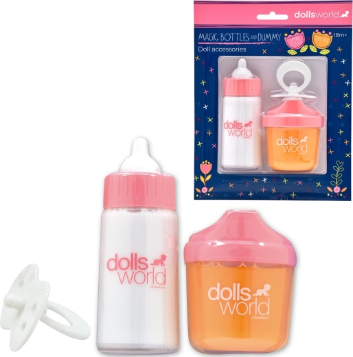 Dolls World biberon magic și suzetă pentru păpuși