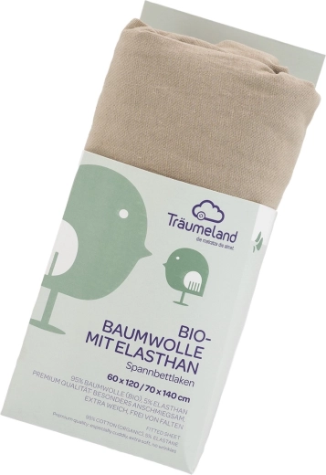 Cearșaf Träumeland din bumbac bio cu elastan UNI Taupe