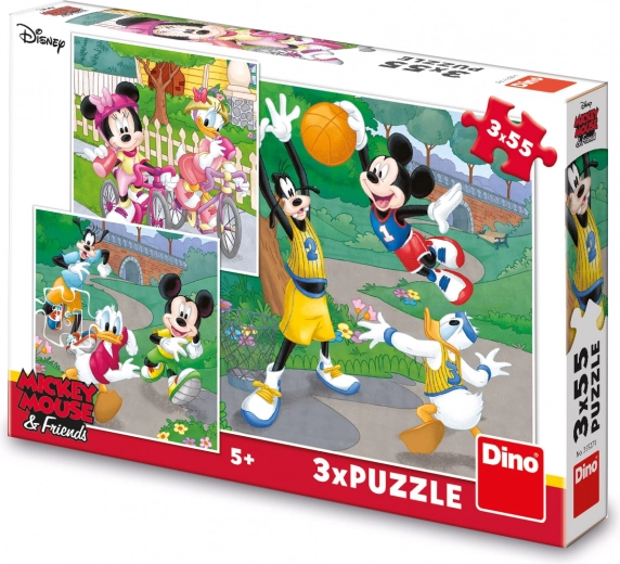 Puzzle MICKEY ȘI MINNIE fac sport 3×55 piese
