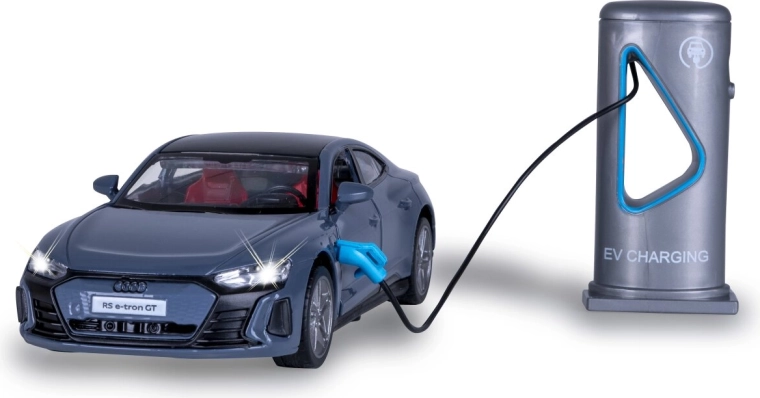 Model metalic Audi RS e-tron GT 1:36 cu stație de încărcare