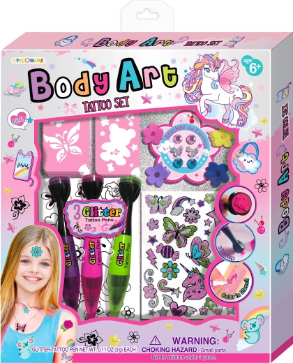 Set creativ pentru body art și tatuaje temporare pentru copii