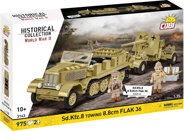 Set de construcție Sd.Kfz. 8 cu tun remorcat 8,8 cm Flak 36 (DAK), 1:35