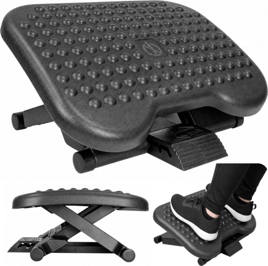 Suport ergonomic pentru picioare sub birou cu proeminențe, reglabil pe 3 niveluri